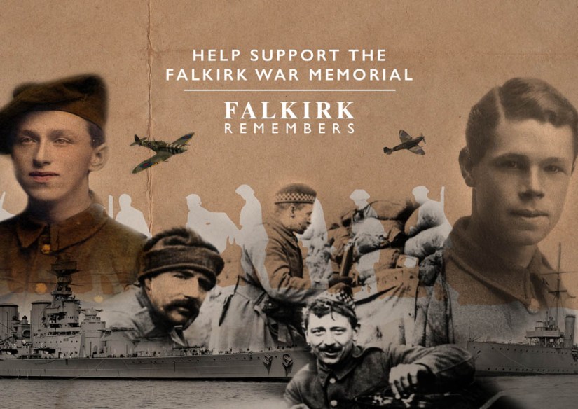 Cover of postcard being distributed to promote the War Memorial project. Design by Eden Consultancy Group.