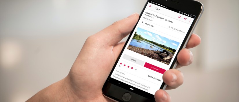 The audio guide running on the izi.TRAVEL app