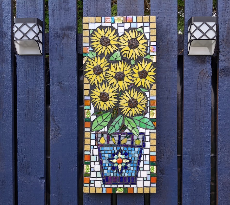 One of the mosaics in the garden.
